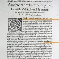 Sébastien Castellion, Lettre à Henri II de Valois